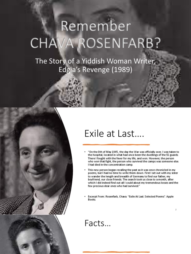 Remember Chava Rosenfarb?: The Story of A Yiddish Woman Writer, Edgia's ...