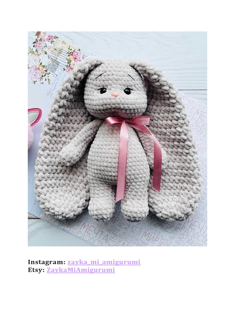 Plush Crochet Velvet Bunny PDF Amigurumi Free Pattern PDF Crochet