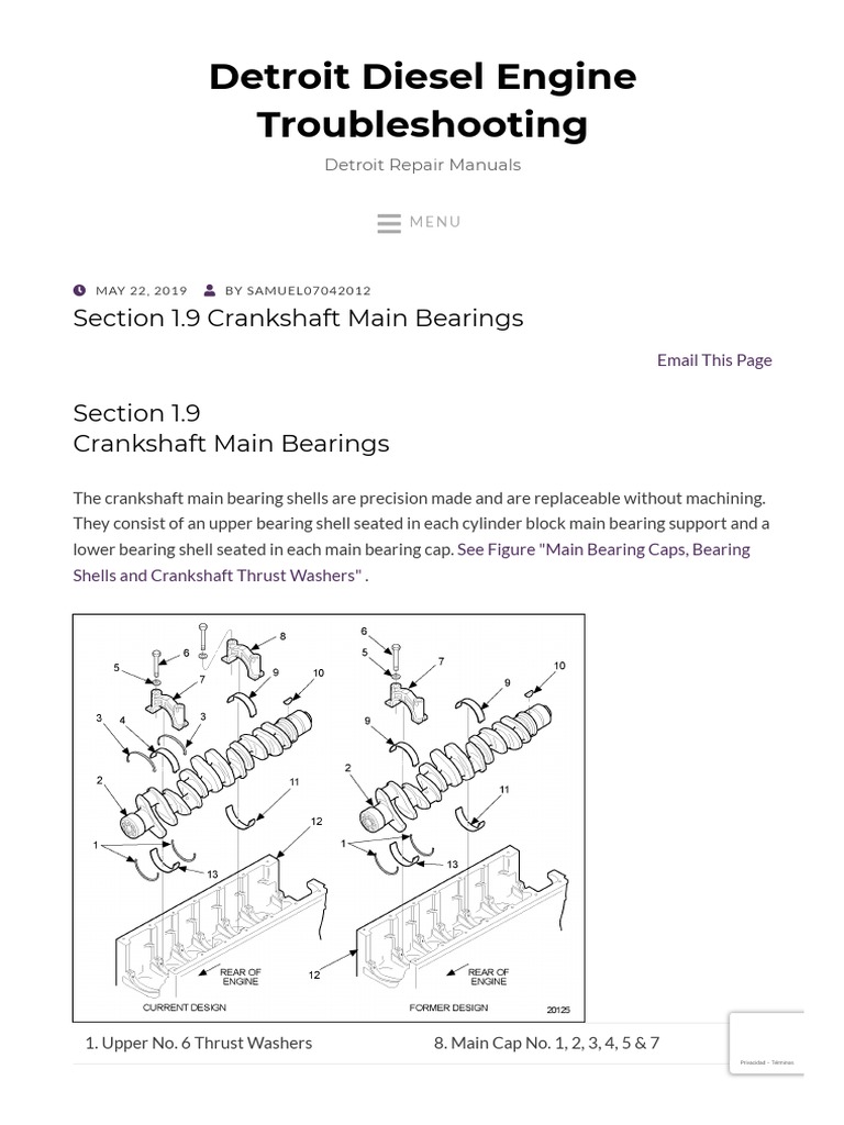 Series 60 - Section 1.9 Crankshaft Main Bearings | PDF | Bearing ...