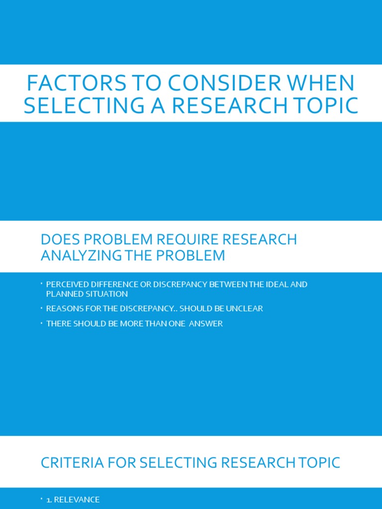 Key Factors in Research Topic Selection | PDF | Insurance | Health Sciences