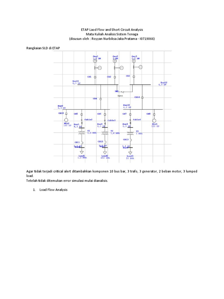ETAP Laod Flow and Short Circuit Analysis PDF