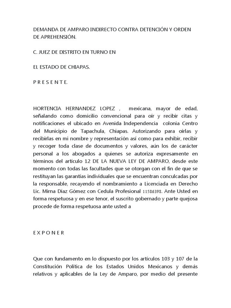 Amparo Indirecto por Orden de Aprehensión | PDF | Violación | Derecho ...