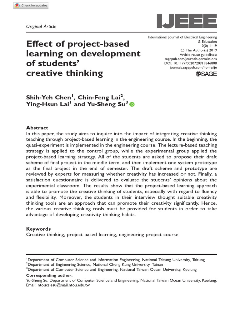 Project-Based Learning Boosts Creative Thinking | PDF | Creativity ...