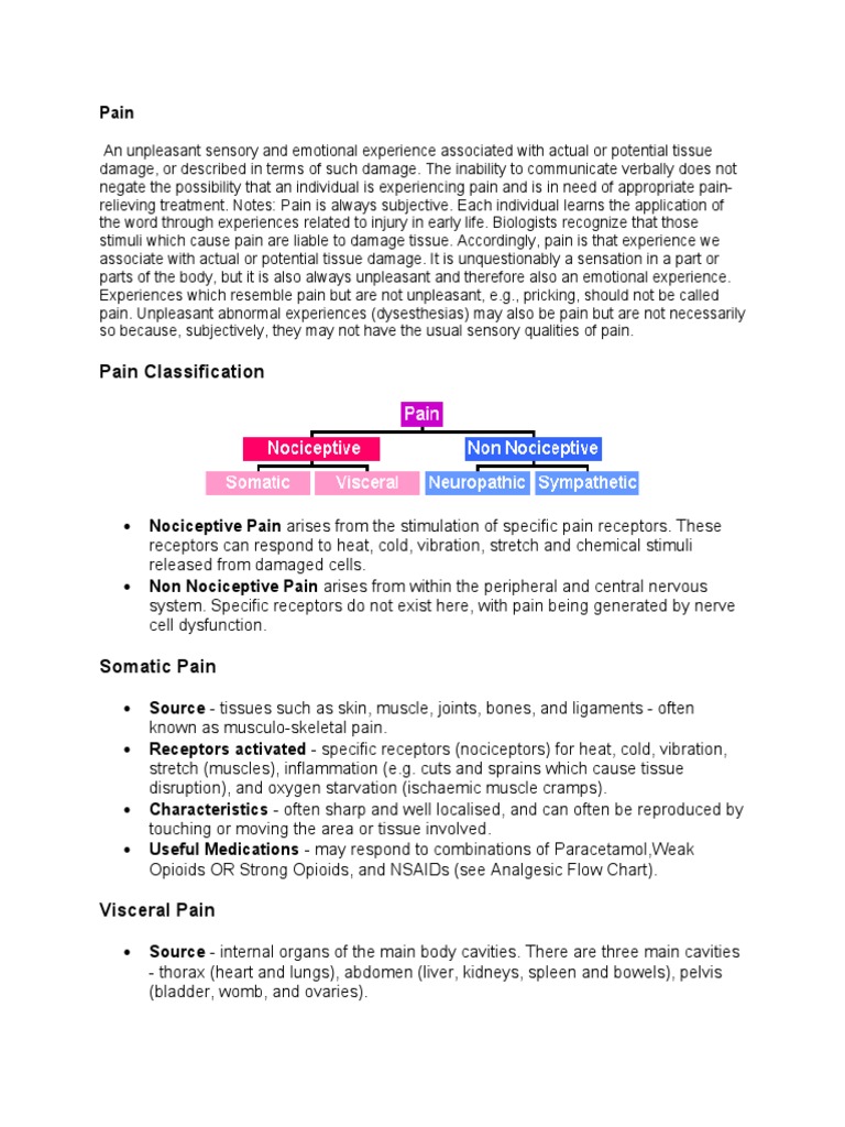 Pain Classification: An Unpleasant Sensory and Emotional Experience ...
