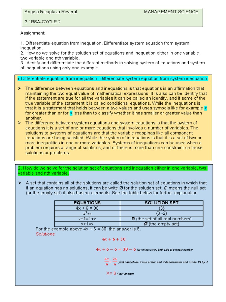 Solving Systems of Linear Equations | PDF | Equations | Elementary ...