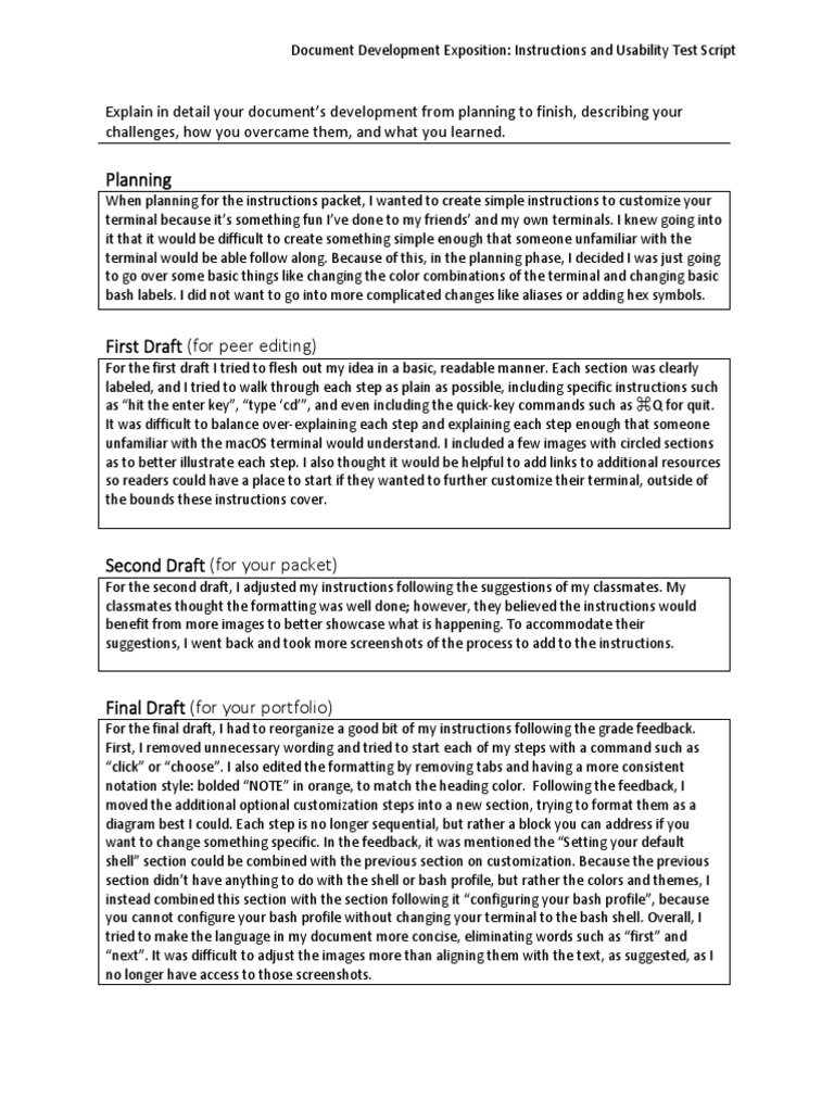 Usability Test Script for Terminal Customization | PDF | Communication ...