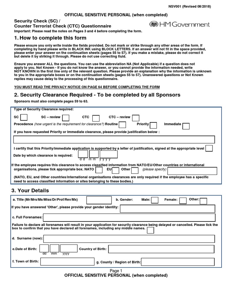 SC and CTC Security Clearance Form | PDF | Security Clearance | Government