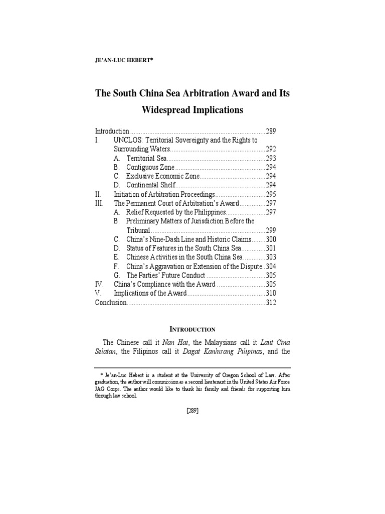 South China Sea Arbitration Award Analysis | PDF | Territorial Waters ...