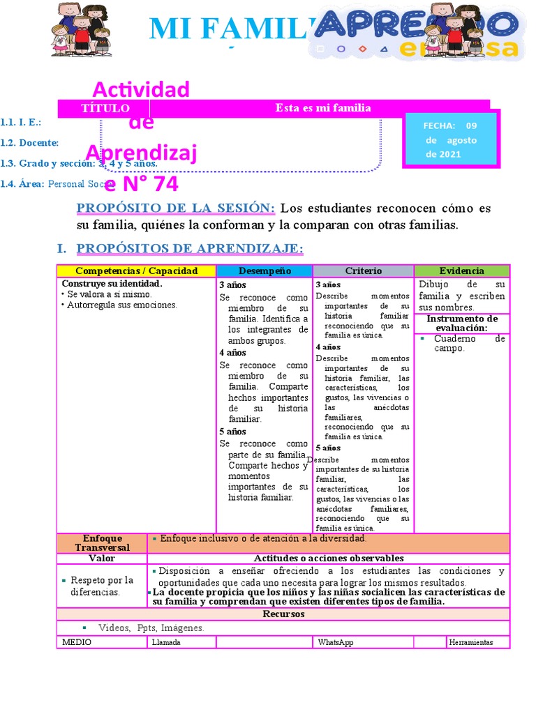 Esta Es Mi Familia | PDF | Salón de clases | Cognición