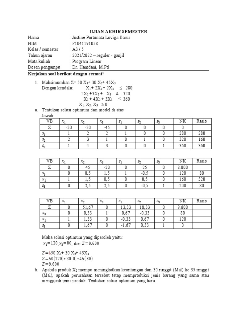 Solusi Optimal Program Linear dan Transportasi | PDF