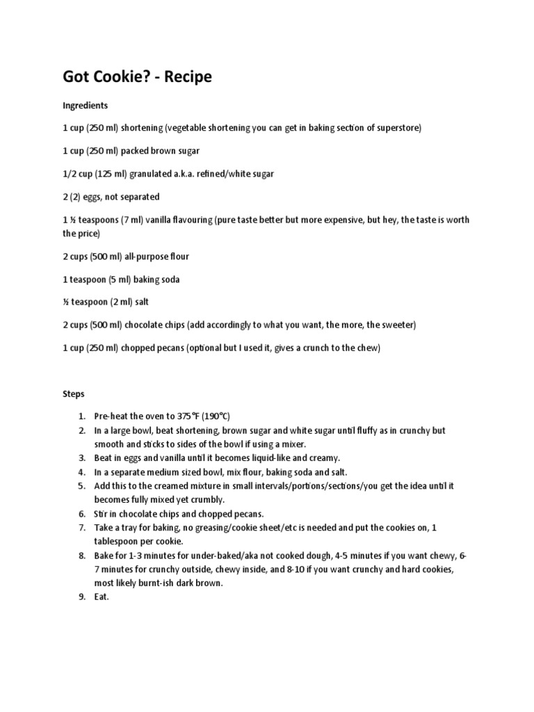 Awesome Cookie Recipe | PDF | Cooking, Food & Wine