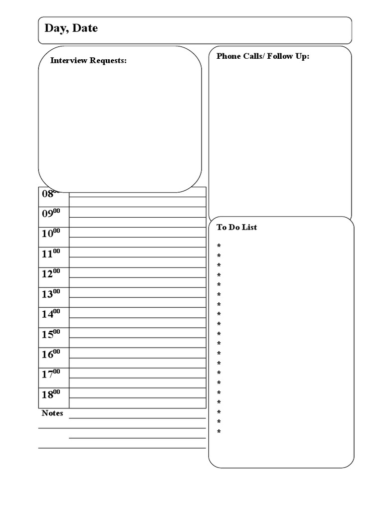 Daily Interview Schedule and To-Do List | PDF