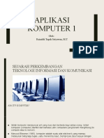 Aplikasi Komputer 1: Oleh: Reinaldi Teguh Setyawan, M.T