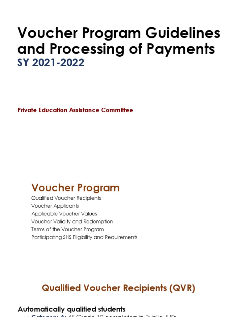 SHS Voucher Program Guidelines 2021-2022 | PDF | Voucher | School Voucher