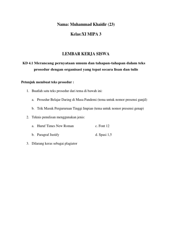 Lks menyusun teks prosedur pdf