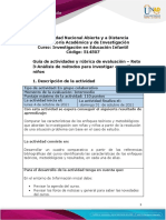 Guía de Actividades y Rúbrica de Evaluación - Unidad 2 - Reto 3 - Análisis de Métodos para Investigar Con Niñas y Niños