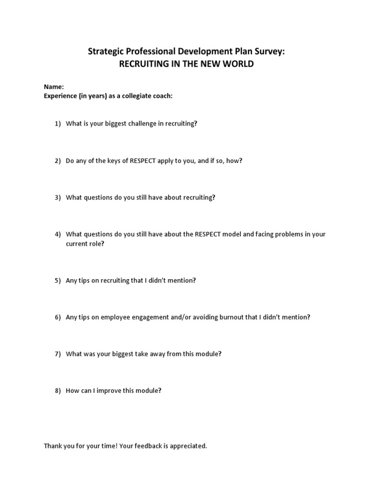 Strategic PD Plan Survey - Neff | PDF | Business | Self-Improvement