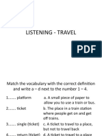 LISTENING - TRAVEL VOCABULARY AND TRAIN TIMES