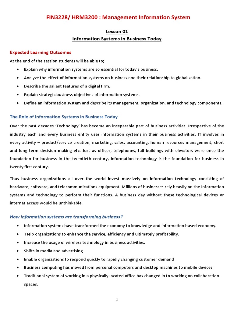 Information Systems in Modern Business | PDF | Computer Network ...