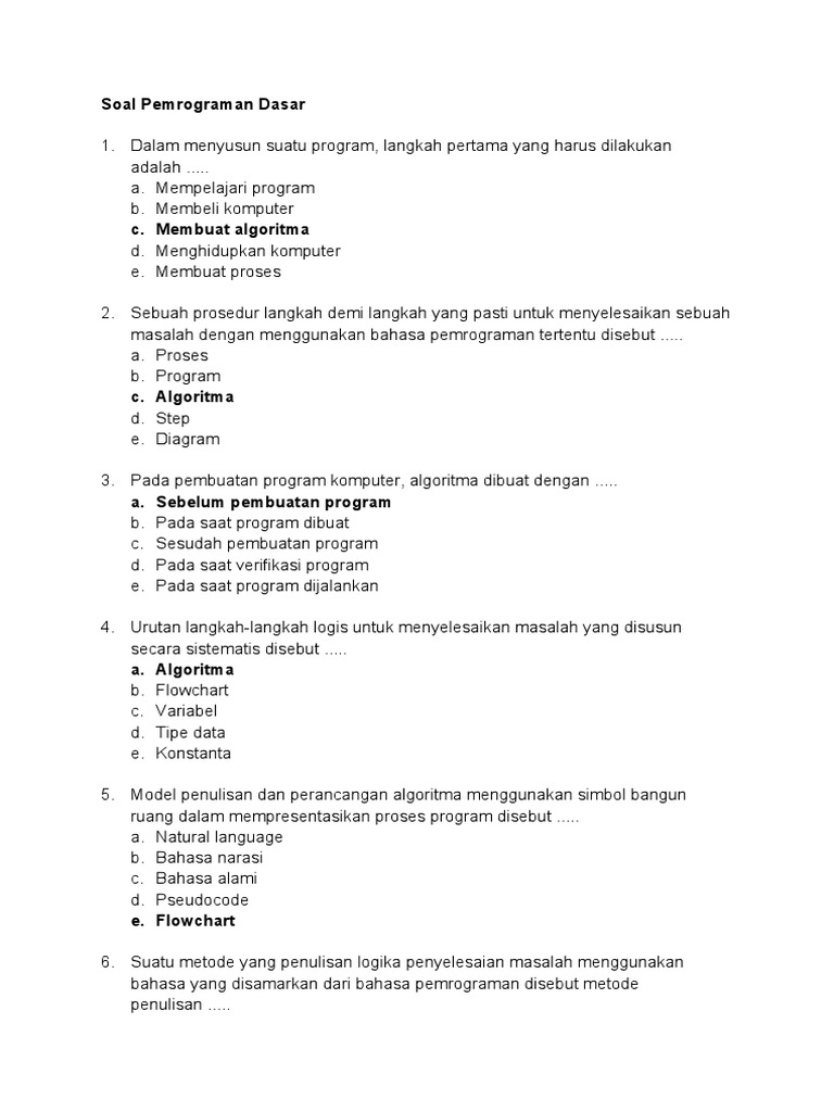 Soal Pemrograman Dasar | PDF