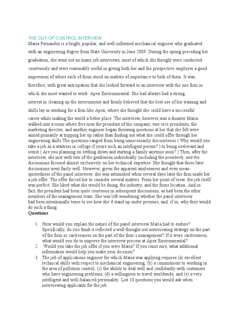 APPLICATION CASE - Docx Chapter Seven | PDF | Interview | Cognition