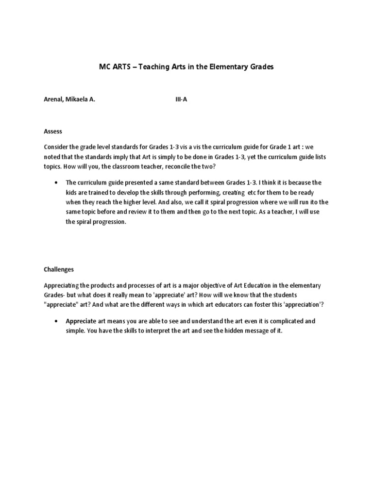 Teaching Arts in Elementary Grades | PDF | Art