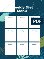 Weekly Diet Menu: Monday Tuesday Wednesday