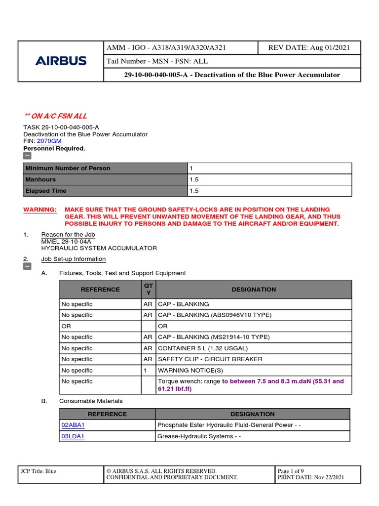 Blue Hydraulic Inspection A320 PDF Aviation Aircraft