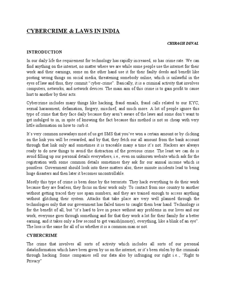 Cybercrime Laws and Prevention in India | PDF | Cybercrime | Security ...