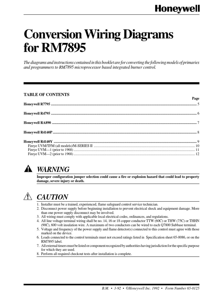 Conversion Wiring Diagrams For RM7895: Warning | PDF | Relay