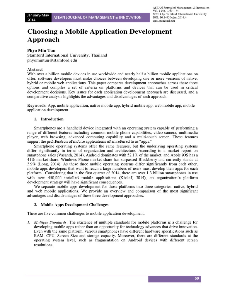Choosing A Mobile Application Development Approach | PDF | Mobile App ...