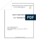 Group Assignment 2: Major: Marketing Tourism