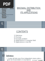 Binomial Distribution AND Its Applications