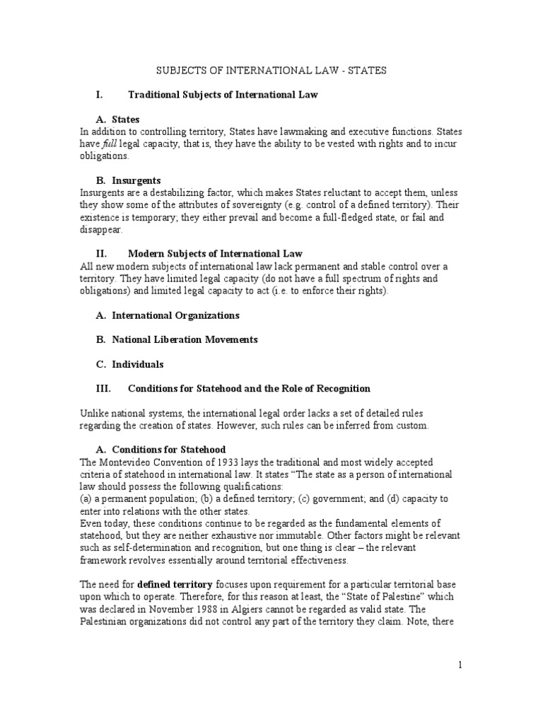 States as Subjects of International Law | PDF | Sovereign State | Treaty