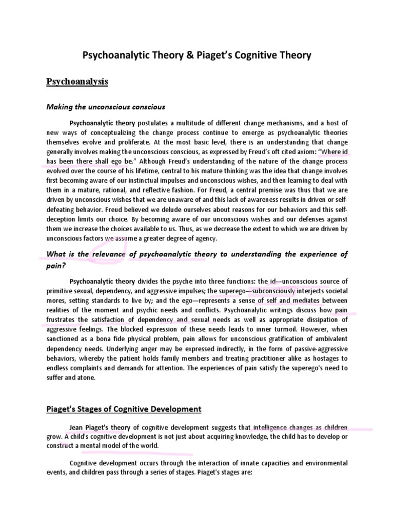 Psychoanalysis and Piaget's Developmental Theories | PDF | Id ...