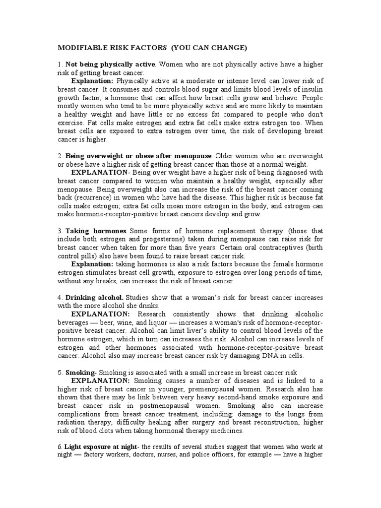 RISK FACTORS Breast Cancer | PDF | Breast Cancer | Cancer