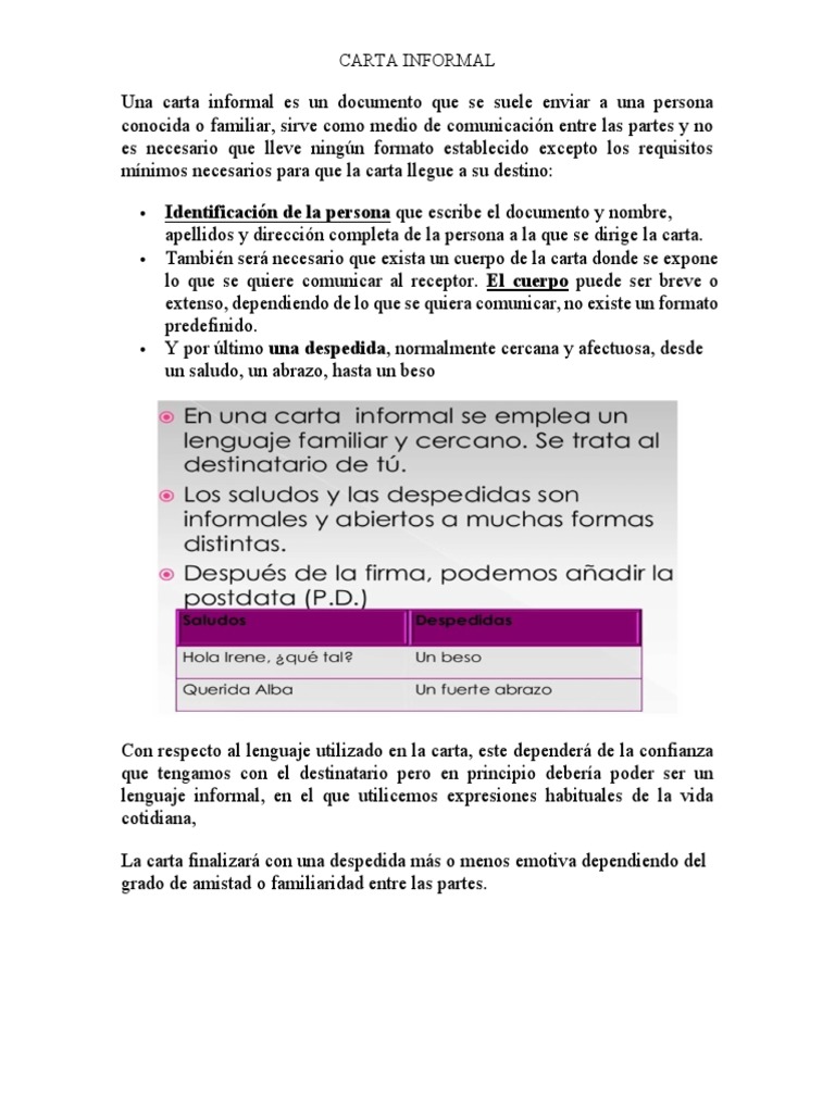 Guía para Escribir Cartas Informales | PDF