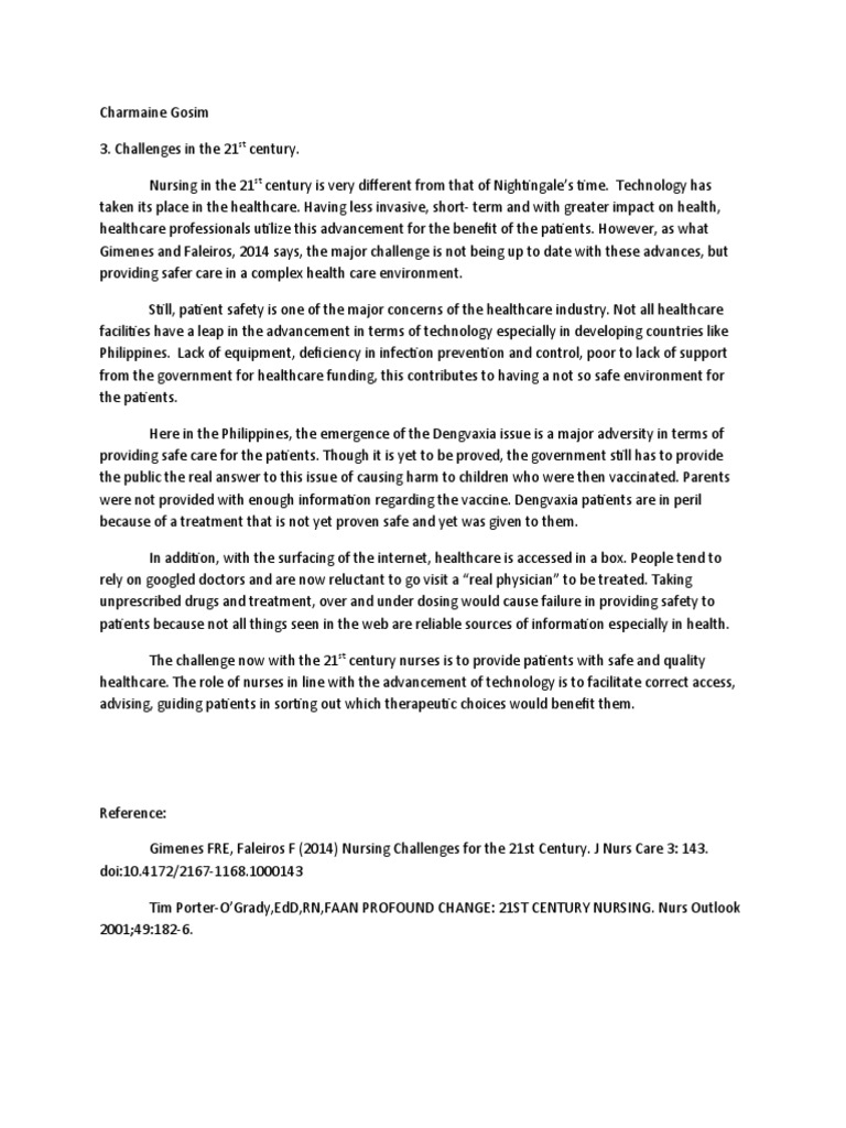 21st Century Nursing Challenges | PDF | Social Science | Science ...