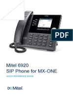 Mitel 6920 SIP Phone For MX-ONE: Quick Reference Guide