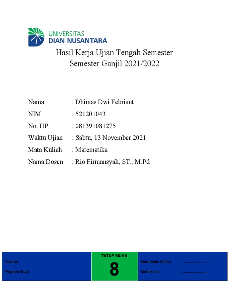 Jawaban Uts Math SMT 3 | PDF