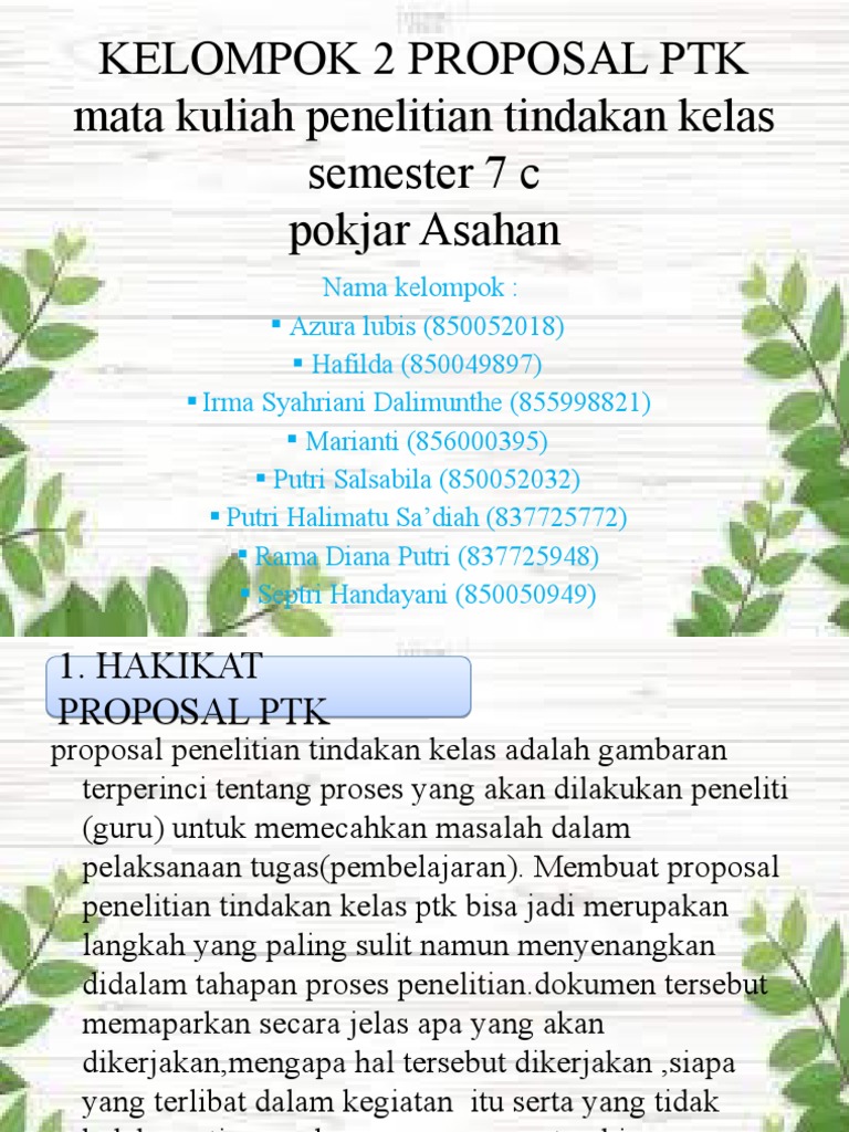 Kelompok 2 Proposal PTK | PDF | Karier & Perkembangan