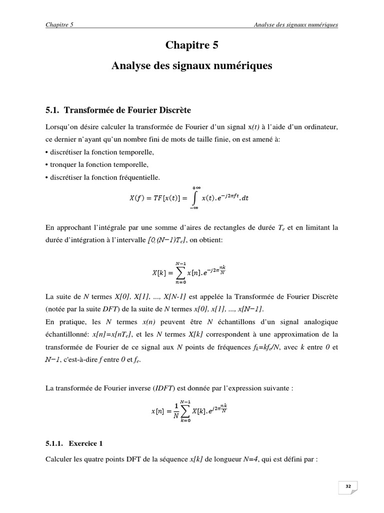 Analyse des Signaux Numériques DFT FFT | PDF | Transformation de ...