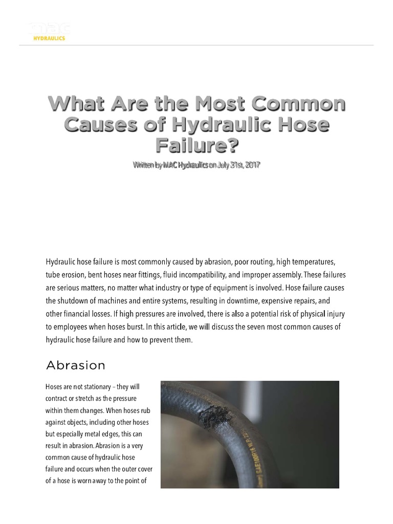 Common Causes of Hydraulic Hose Failure MAC Hydraulics PDF