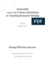Train-the-Trainers Workshop on Teaching Research Writing