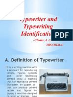 Typewriter and Typewriting Identification: Cloaue A. Camarinas 3Bscrim-C