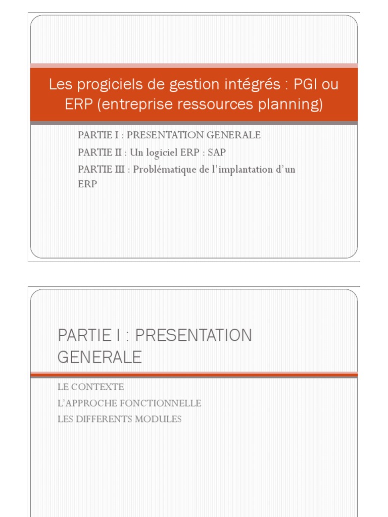 Implantation et intégration des ERP | PDF | Progiciel de gestion ...
