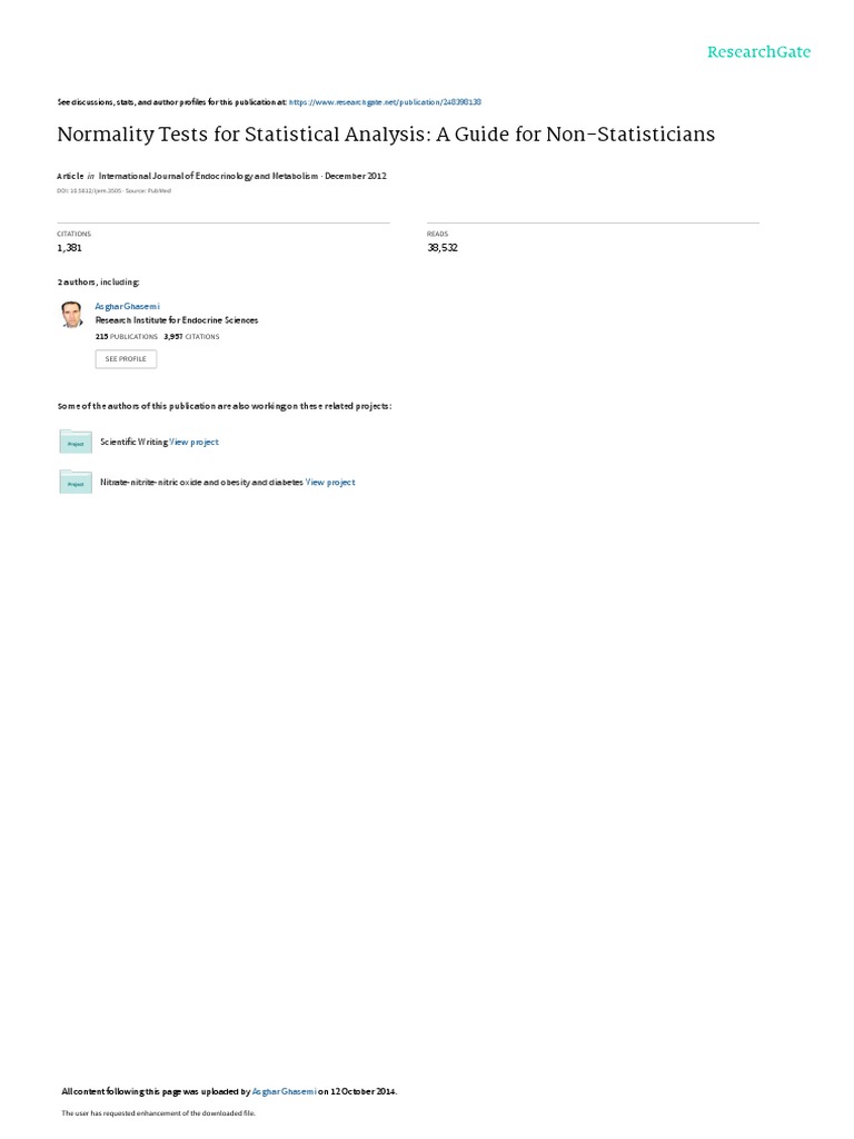 Normality Tests For Statistical Analysis A Guide For NonStatisticians
