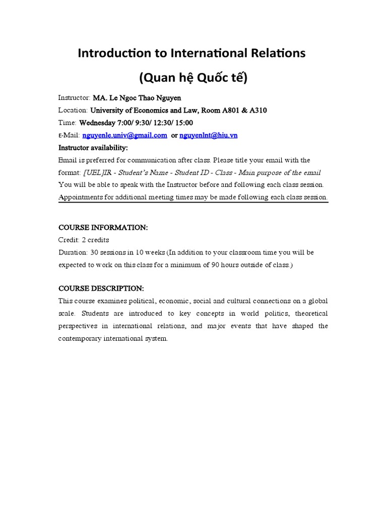 INTRODUCTION TO INTERNATIONAL RELATIONS SYLLABUS PDF intelligence overview