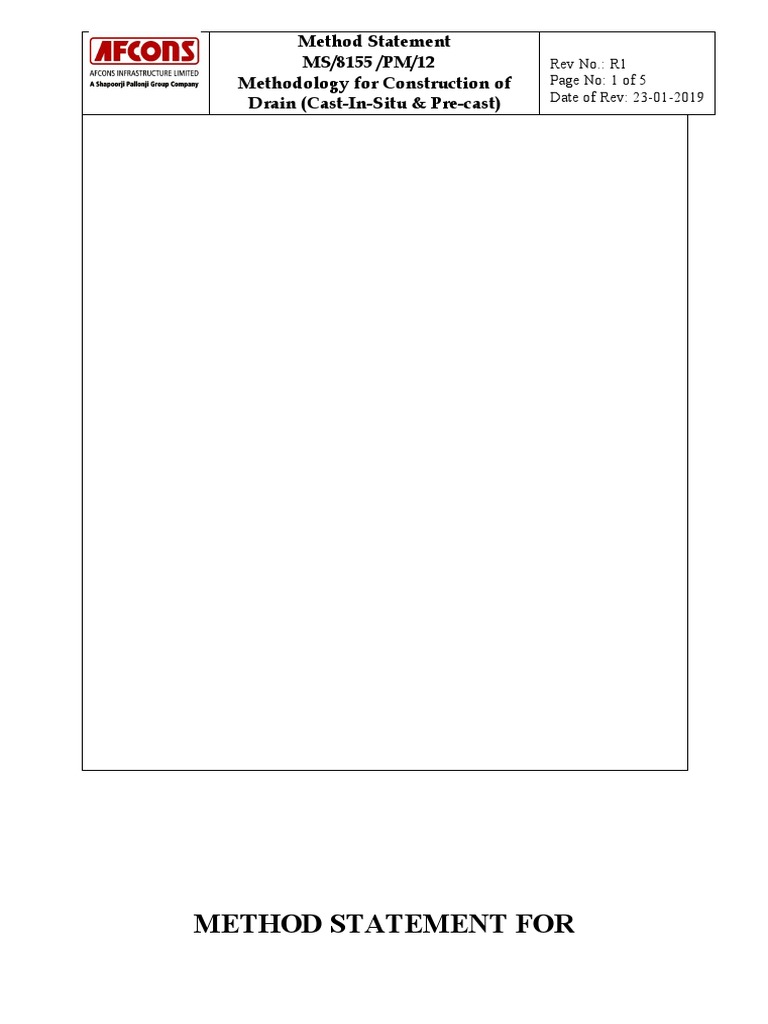 Method Statement for Drain Construction | PDF | Concrete | Building ...