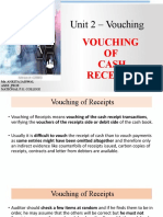 Unit 2 - Vouching: Vouching OF Cash Receipts